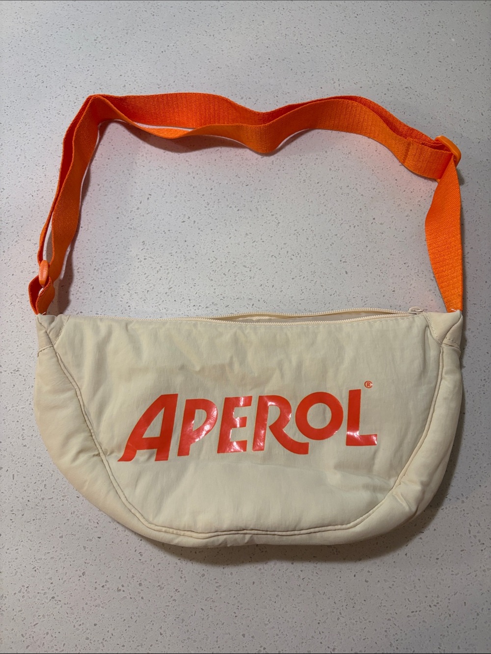 Aperol Cream Crossbody Bag with Orange Strap